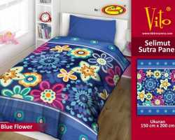 Grosir Selimut Vito Sutra Panel - Grosir Selimut Vito Sutra Motif Blue Flower