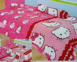 Grosir Sprei LADY ROSE SINGLE - Sprei Dan Bed Cover Lady Rose Single Kitty Daniel Pink