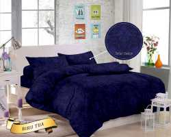 Grosir SPREI MONALISA POLOS EMBOSS - Grosir Dan Satuan Sprei Monalisa Polos Jacquard Warna Biru Tua