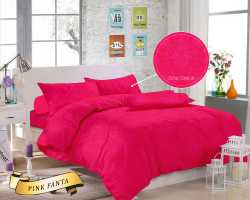 Grosir SPREI MONALISA POLOS EMBOSS - Grosir Dan Satuan Sprei Monalisa Polos Jacquard Warna Pink Fanta